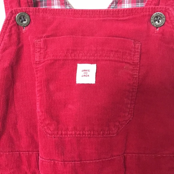Janie and rack red velour long pants overalls with snap button legs size 12-18 - Picture 4 of 8